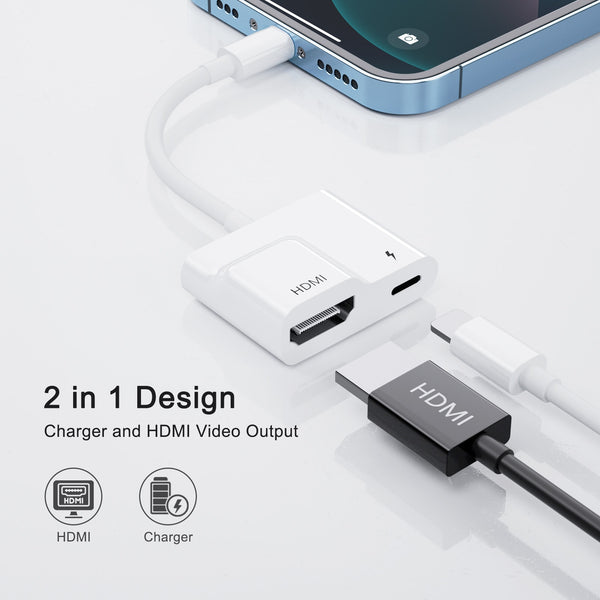 Lightning to HDMI AV Adapter – iPhone to TV/Projector Screen Connector - Adistore