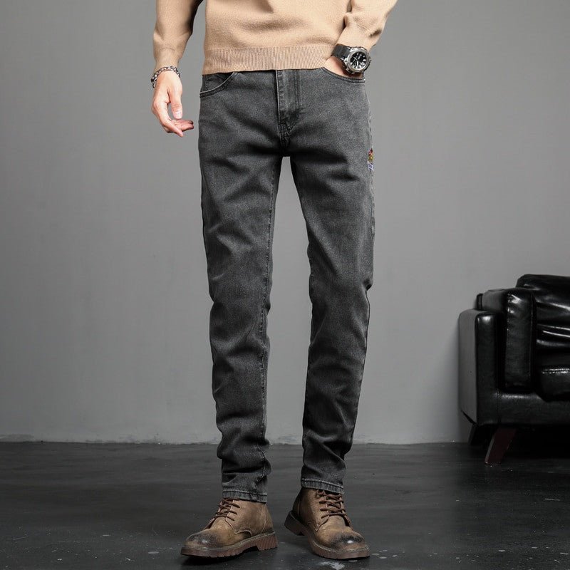 Vintage Blue Men's Jeans – Elastic Fit Spring Summer Denim Pants - Adistore