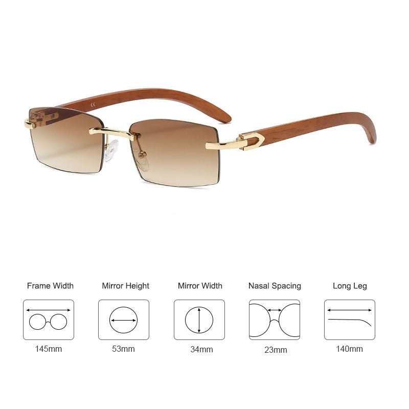 CATERSIDE Punk Rimless Rectangle Sunglasses for Men - UV400