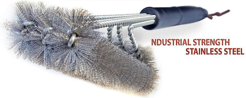 18-Inch BBQ Grill Cleaning Brush – 3-in-1 Stainless Steel Bristles - Adistore