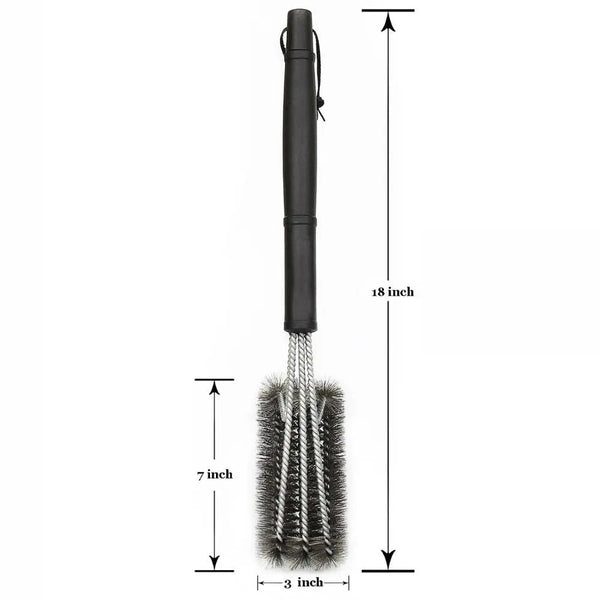 18-Inch BBQ Grill Cleaning Brush – 3-in-1 Stainless Steel Bristles - Adistore