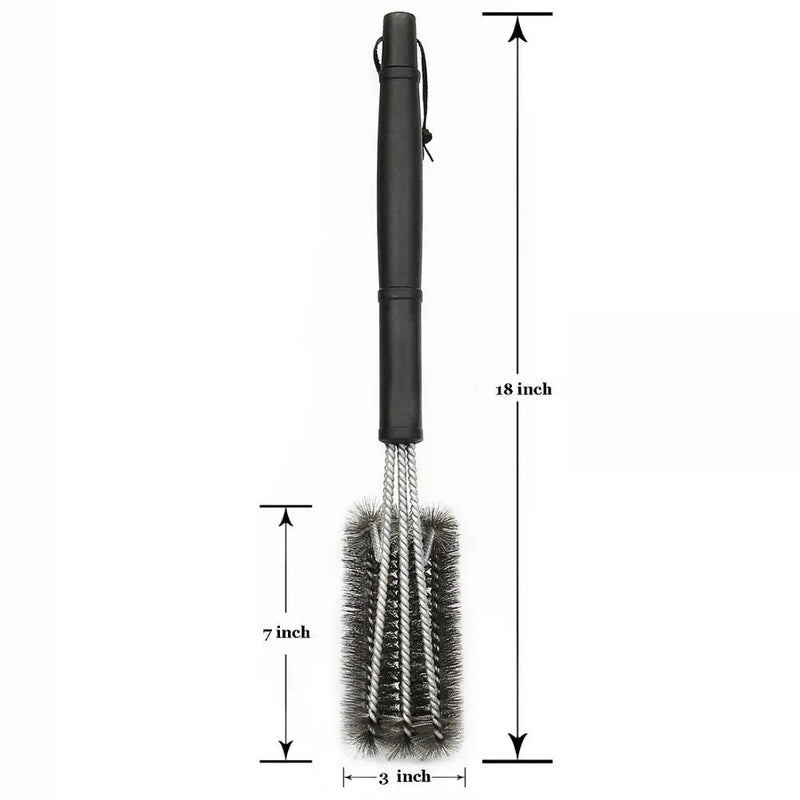 18-Inch BBQ Grill Cleaning Brush – 3-in-1 Stainless Steel Bristles - Adistore