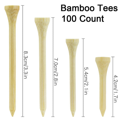 100x Golf Bamboo Tees – 4 Sizes | Eco-Friendly Wooden Golf Ball Holder - Adistore