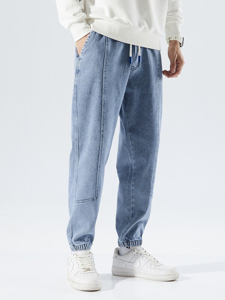 Plus Size Men’s Baggy Stretch Denim Jeans – Spring Autumn Cotton - Adistore