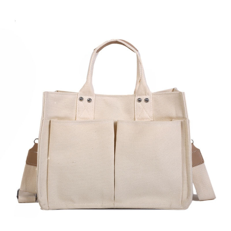 Women's Canvas Tote Handbag – Casual Travel Zip Organizer Bag - Adistore