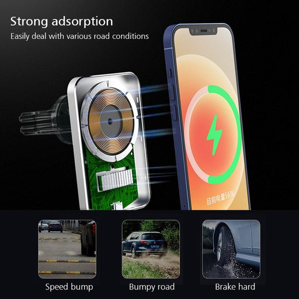 15W Magnetic Wireless Car Charger Mount – Fast Charging for iPhone 12 - Adistore