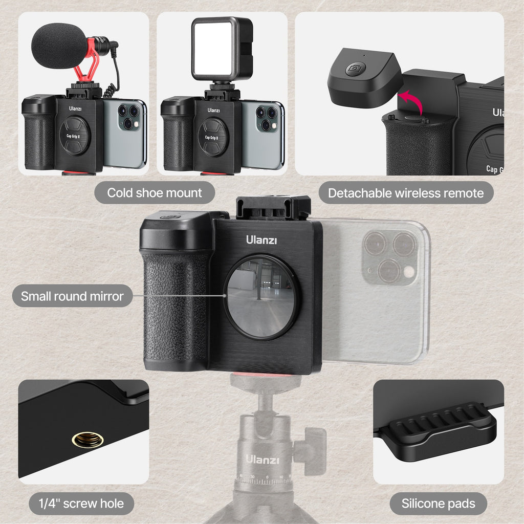 Ulanzi CapGrip II – Smartphone Handheld Bluetooth Remote Selfie Booster - Adistore
