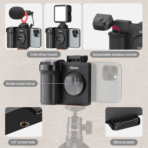 Ulanzi CapGrip II – Smartphone Handheld Bluetooth Remote Selfie Booster - Adistore