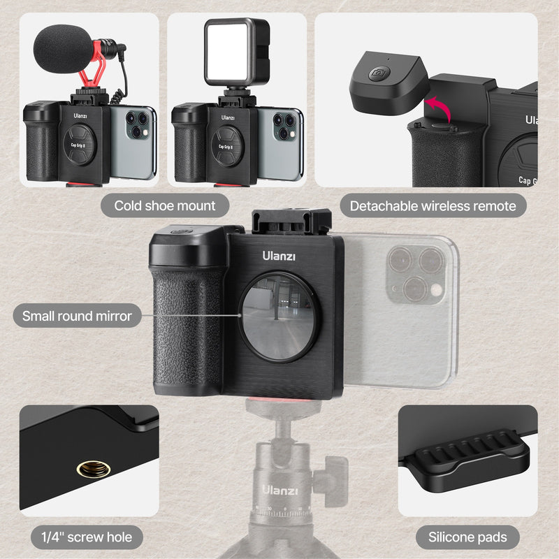 Ulanzi CapGrip II – Smartphone Handheld Bluetooth Remote Selfie Booster - Adistore