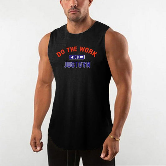 New Summer Workout Gym Mesh Tank Top - Men's fitness casual, quick-dry vest.