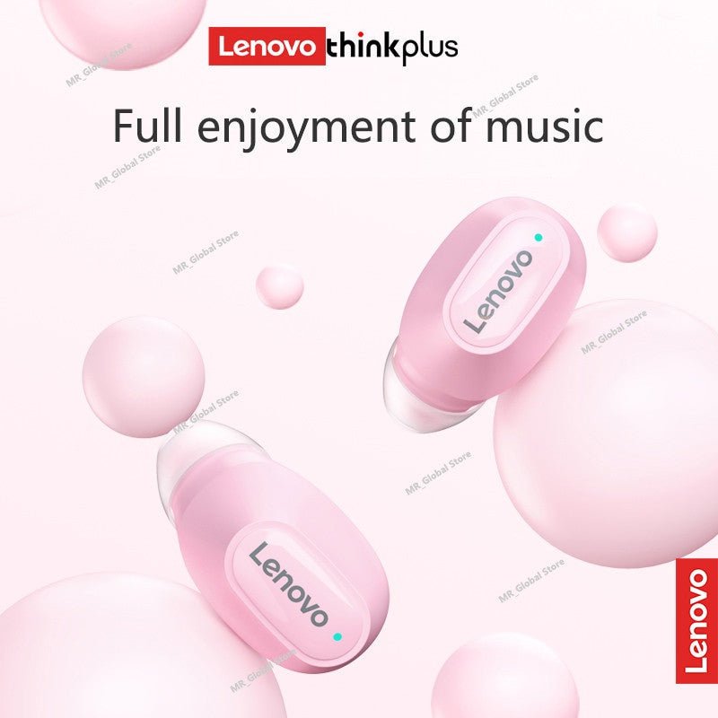 Lenovo XT62 Wireless Bluetooth 5.3 Earbuds in pink, featuring a compact design with HiFi sound and microphone for sports and daily use.