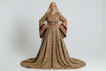 Traditional Burgundy Morrocan Wedding Dress With Gold Appliques - khaki