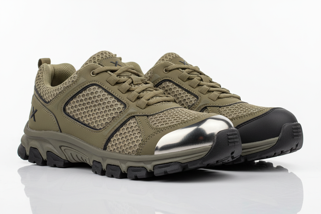 Unisex Breathable Safety Shoes  – Steel Toe Work Sneakers-Khaki