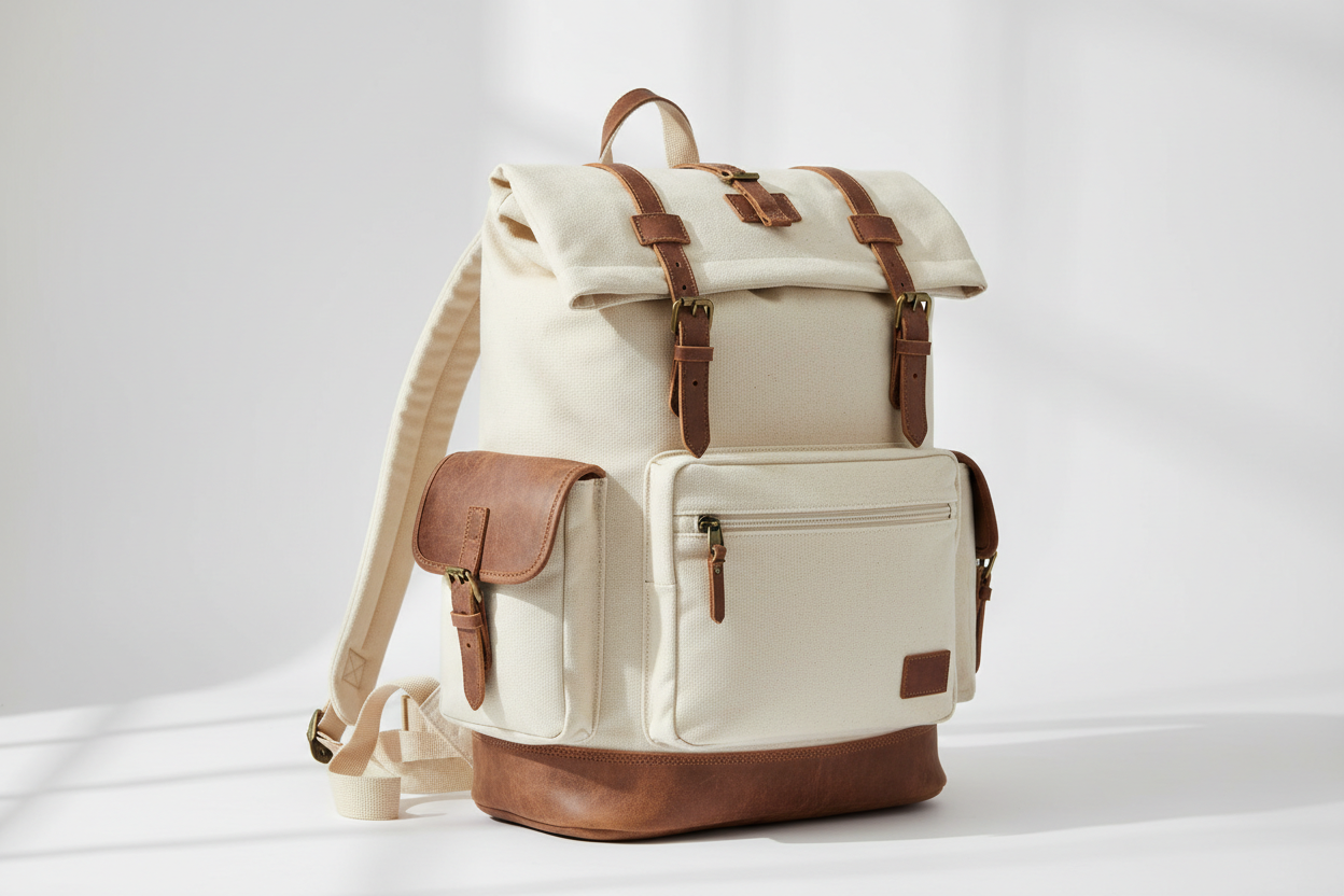 Vintage Canvas Backpack–Unisex Outdoor Sports|Travel Bag - ivory